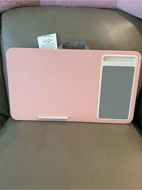 Portable Pink Laptop Desk Tray with Phone Holder